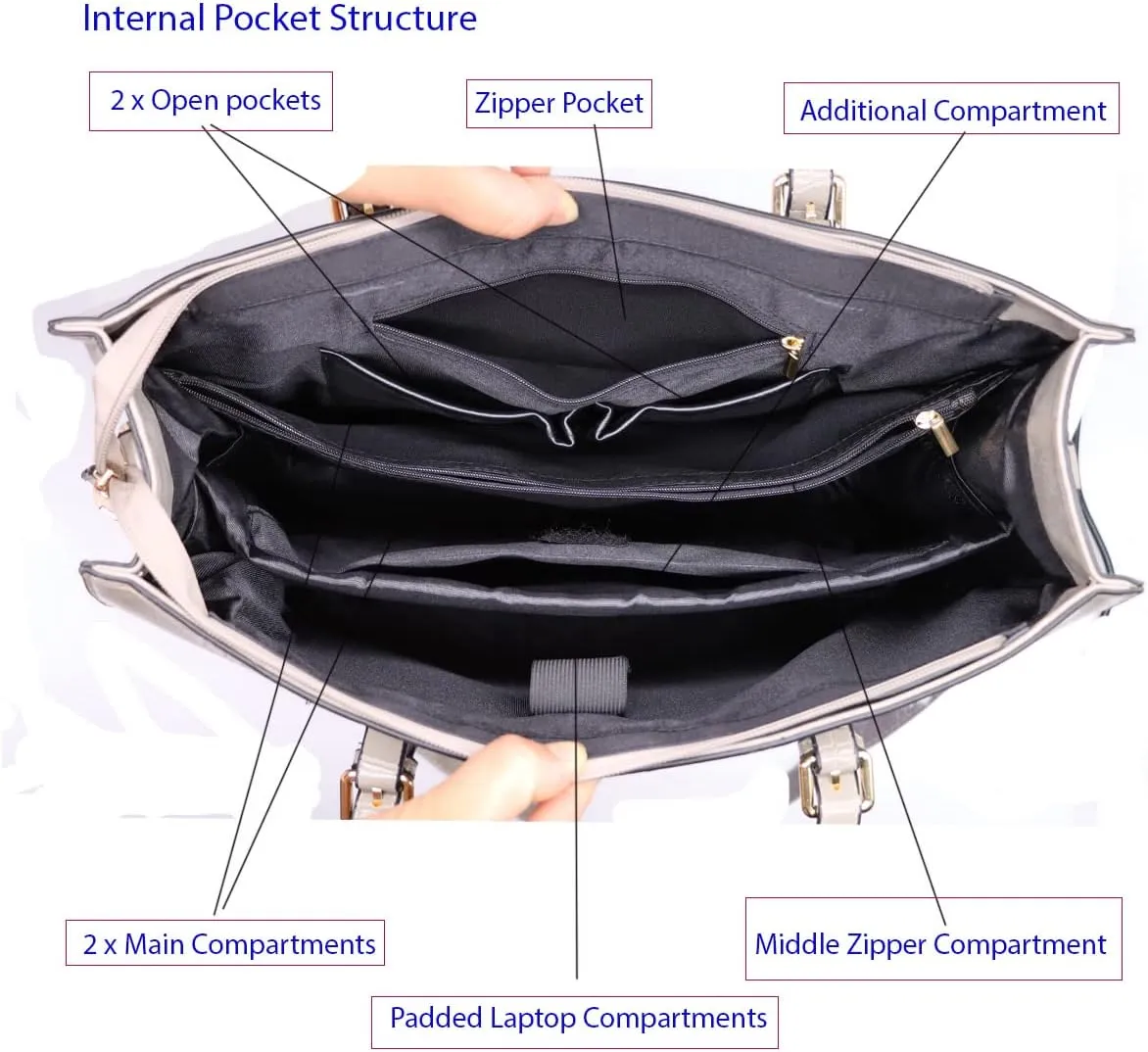 Amaze Laptop Bags for Women 15.6” Waterproof PU Leather Large Capacity Shoulder Tote for Ladies for Work, Office & Business
