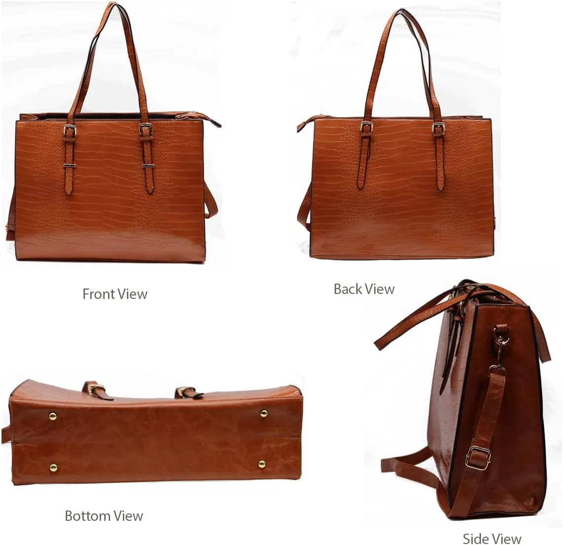 Amaze Laptop Bags for Women 15.6” Waterproof PU Leather Large Capacity Shoulder Tote for Ladies for Work, Office & Business
