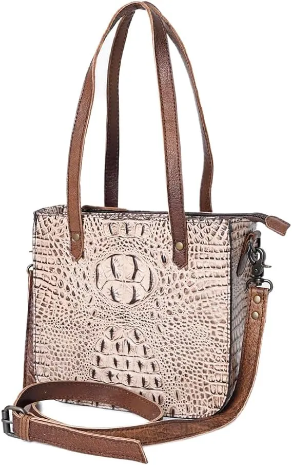 American Darling Tote Crocodile Embossed Genuine Leather Women Bag Western Handbag Purse