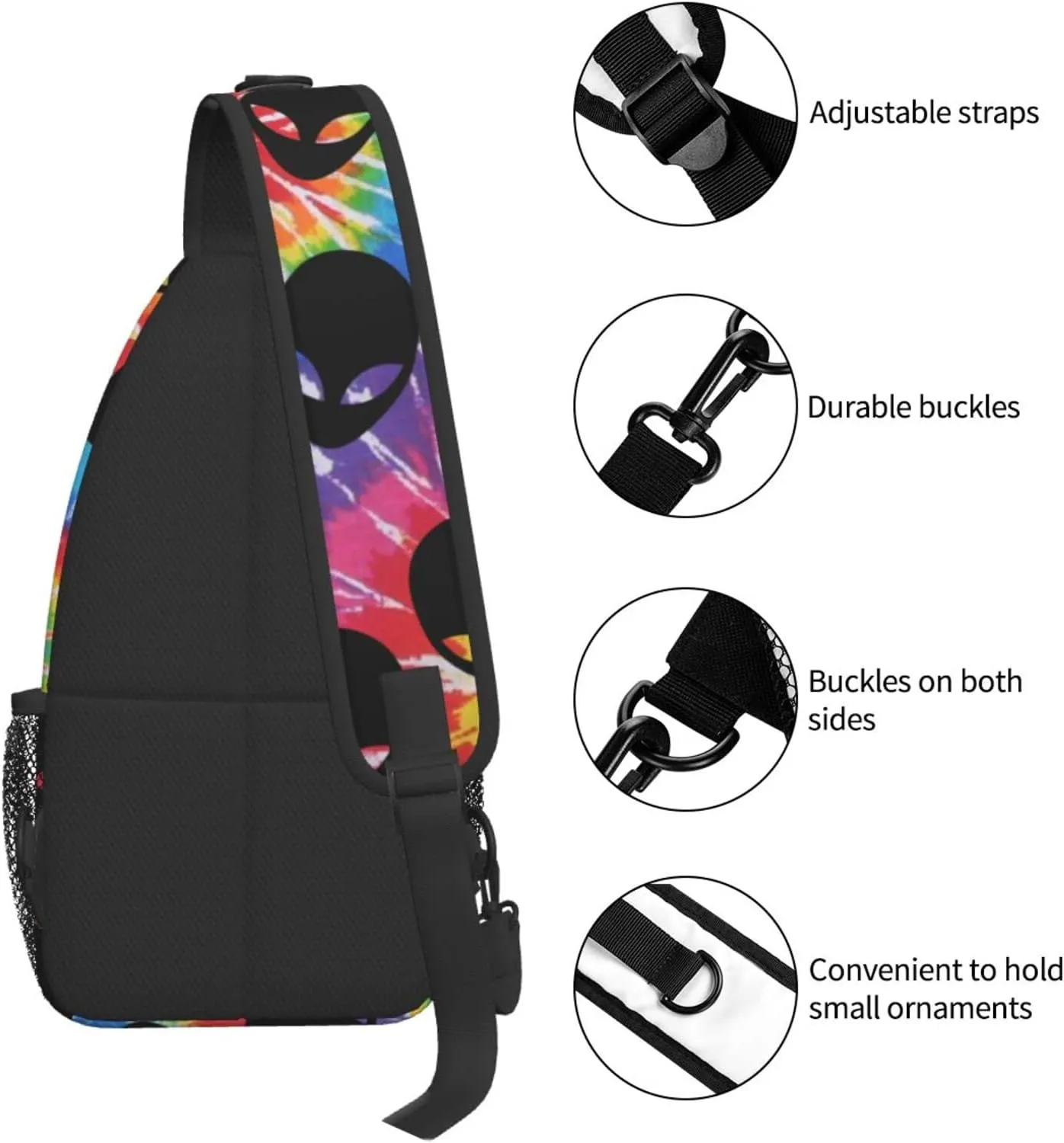 AMRANDOM Men Women Tie Dye Alien Sling Bag Fashion Crossbody Shoulder Bag Multipurpose Sling Bags Shoulder Backpack With Adjustable Strap
