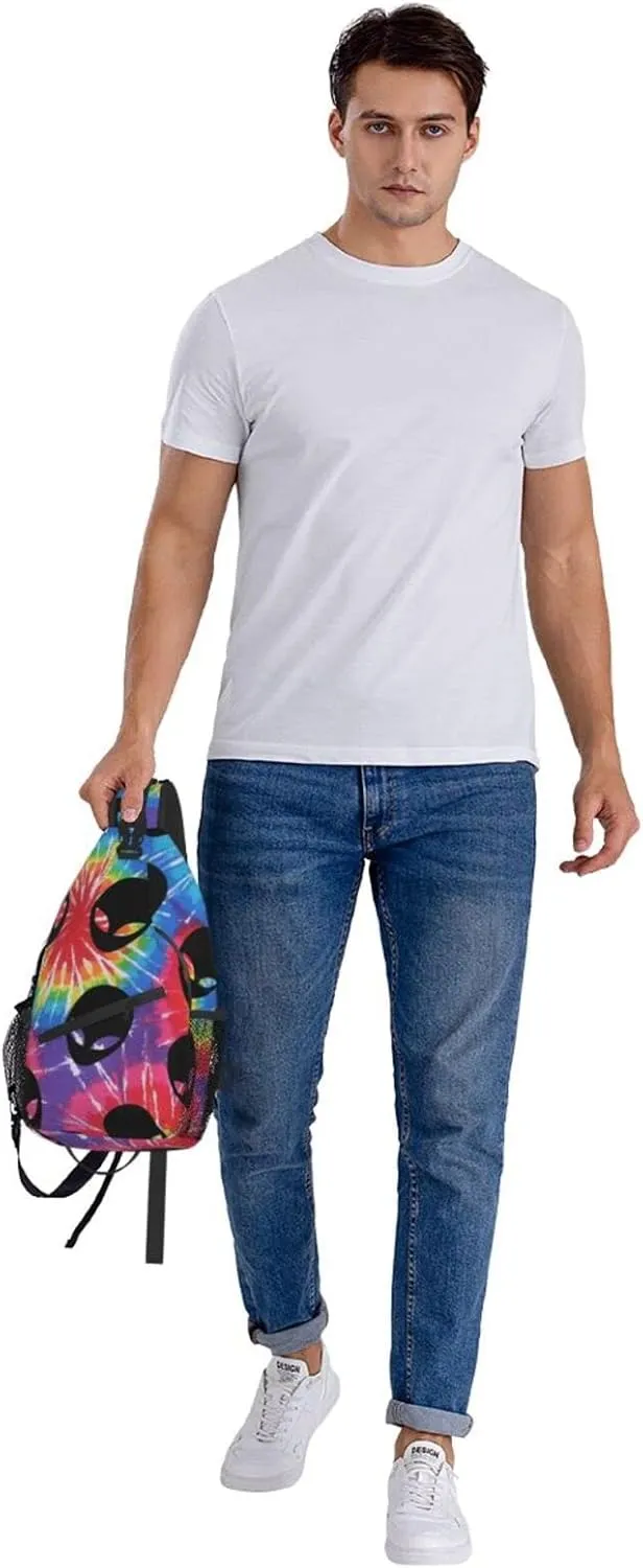 AMRANDOM Men Women Tie Dye Alien Sling Bag Fashion Crossbody Shoulder Bag Multipurpose Sling Bags Shoulder Backpack With Adjustable Strap