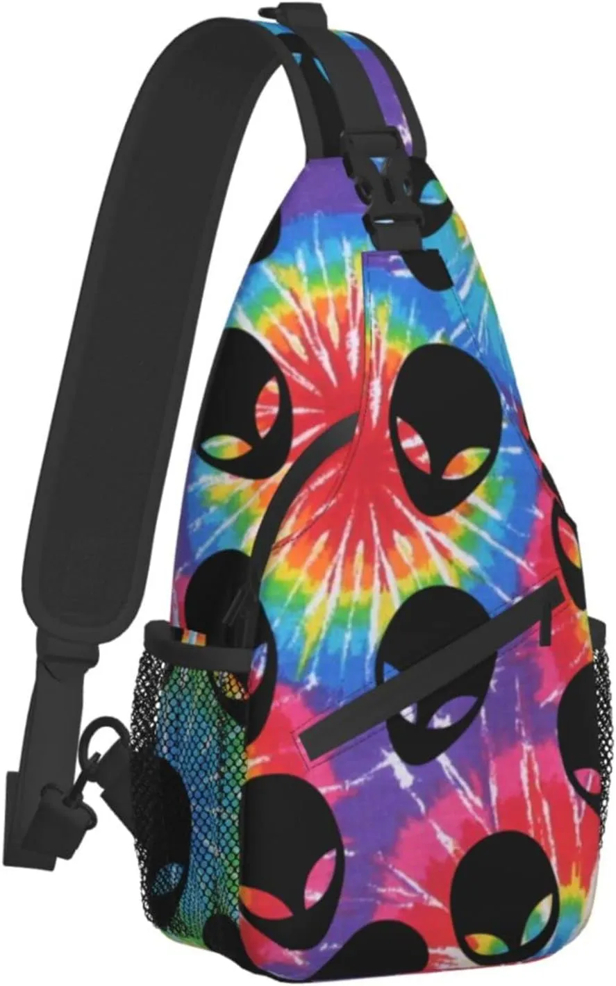AMRANDOM Men Women Tie Dye Alien Sling Bag Fashion Crossbody Shoulder Bag Multipurpose Sling Bags Shoulder Backpack With Adjustable Strap