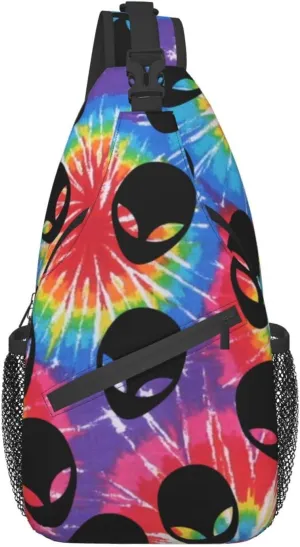 AMRANDOM Men Women Tie Dye Alien Sling Bag Fashion Crossbody Shoulder Bag Multipurpose Sling Bags Shoulder Backpack With Adjustable Strap