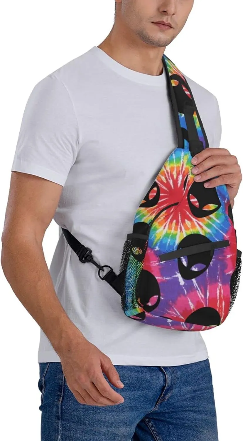 AMRANDOM Men Women Tie Dye Alien Sling Bag Fashion Crossbody Shoulder Bag Multipurpose Sling Bags Shoulder Backpack With Adjustable Strap