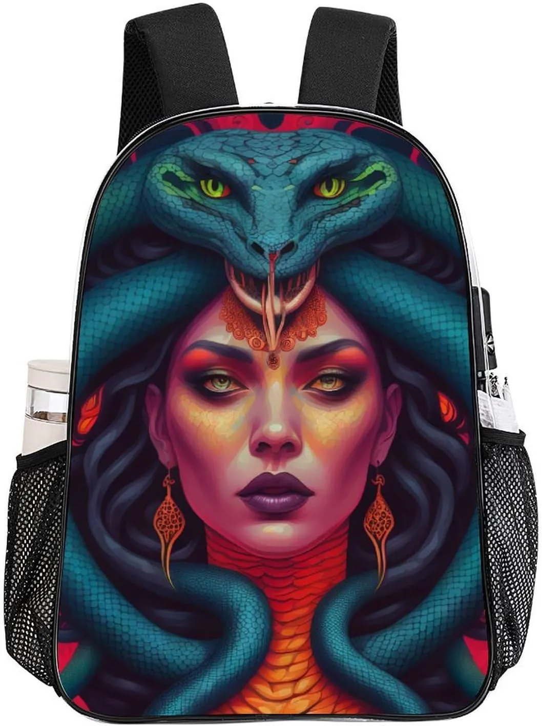 Ancient Greece Snake Queen Medusa Art Daypack Transparent Anti-Theft Multipurpose Bookbag Big Capacity Gym Outdoor Hiking Backpack With Adjustable Shoulder Straps
