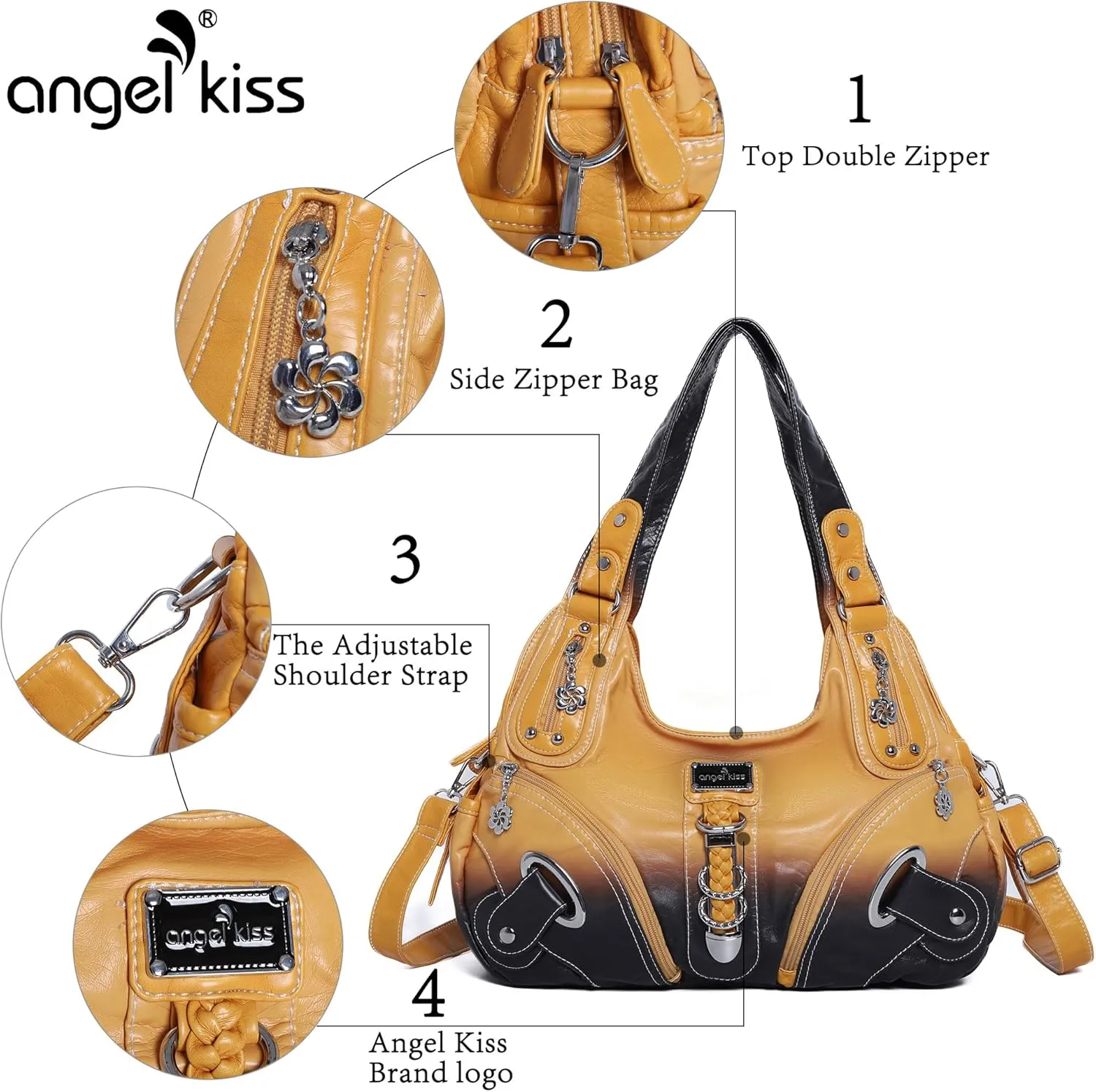 Angelkiss Hobo Purses and handbags for Women Satchel Handbag Women Purses Large Daily Shoulder Bags