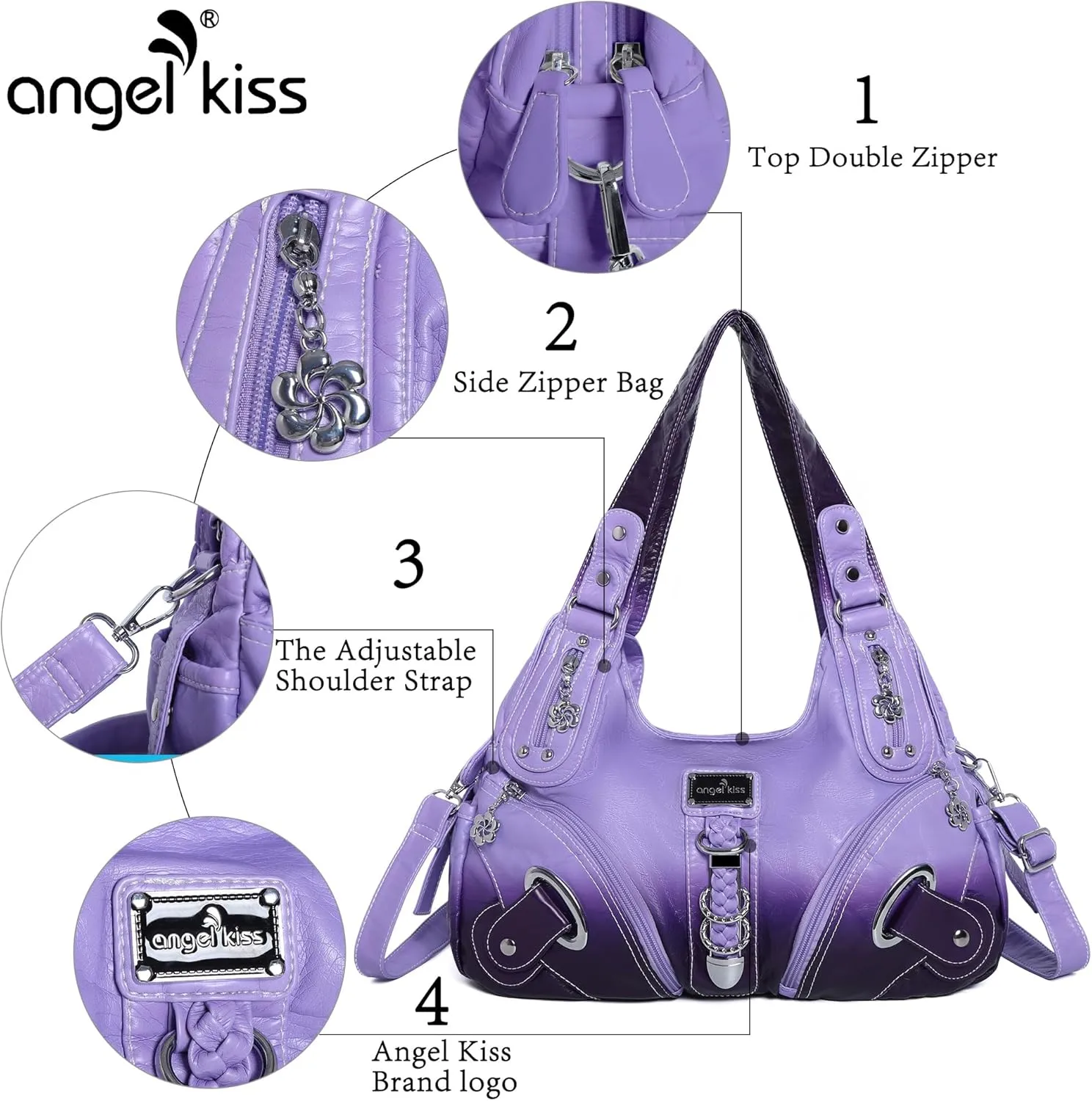 Angelkiss Hobo Purses and handbags for Women Satchel Handbag Women Purses Large Daily Shoulder Bags