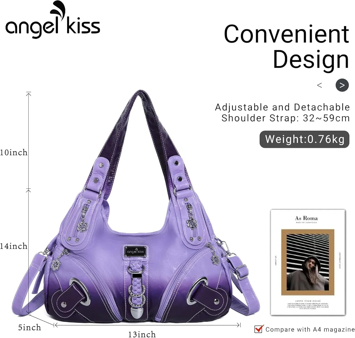 Angelkiss Hobo Purses and handbags for Women Satchel Handbag Women Purses Large Daily Shoulder Bags