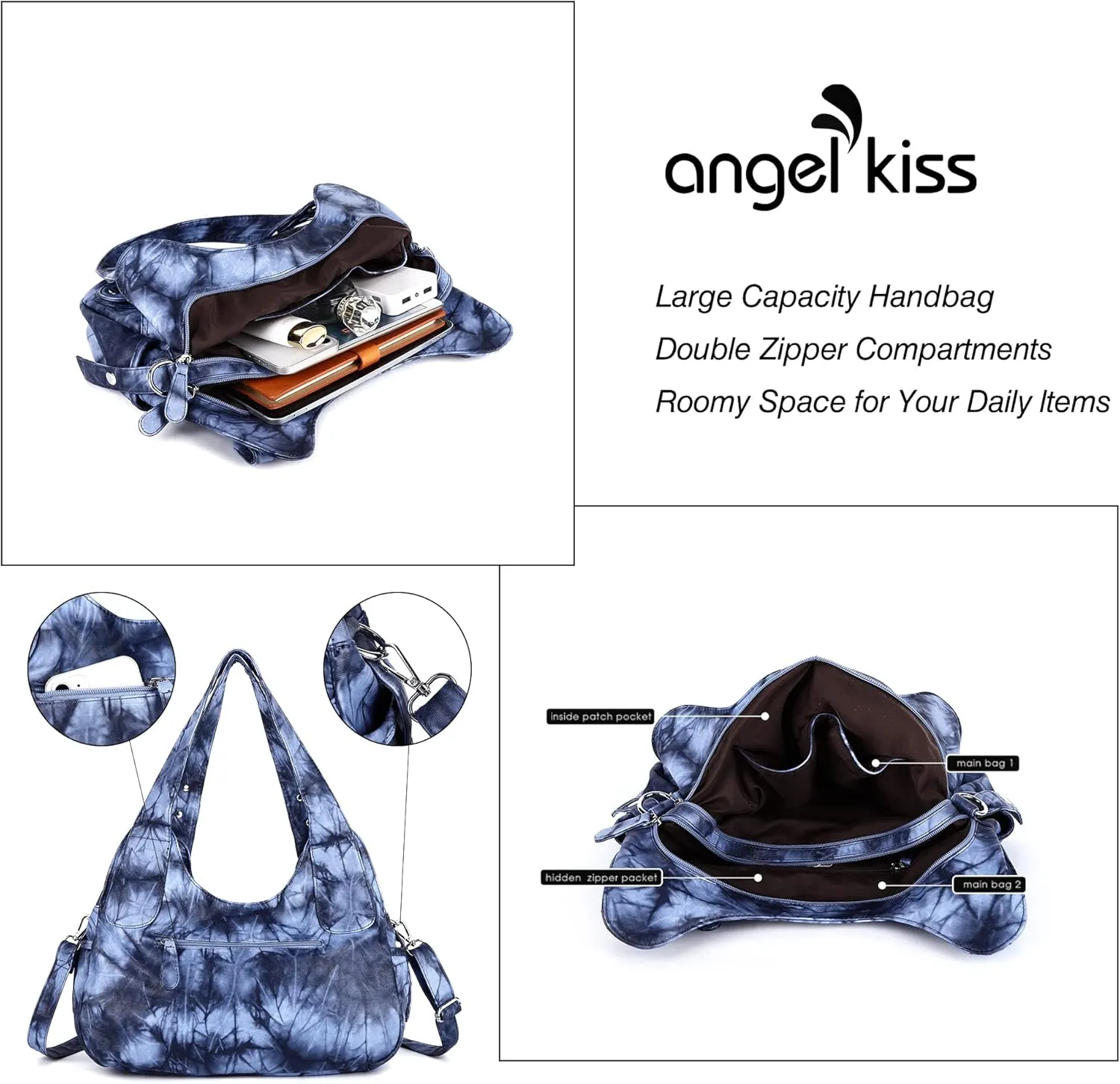 Angelkiss Hobo Purses and handbags for Women Satchel Handbag Women Purses Large Daily Shoulder Bags
