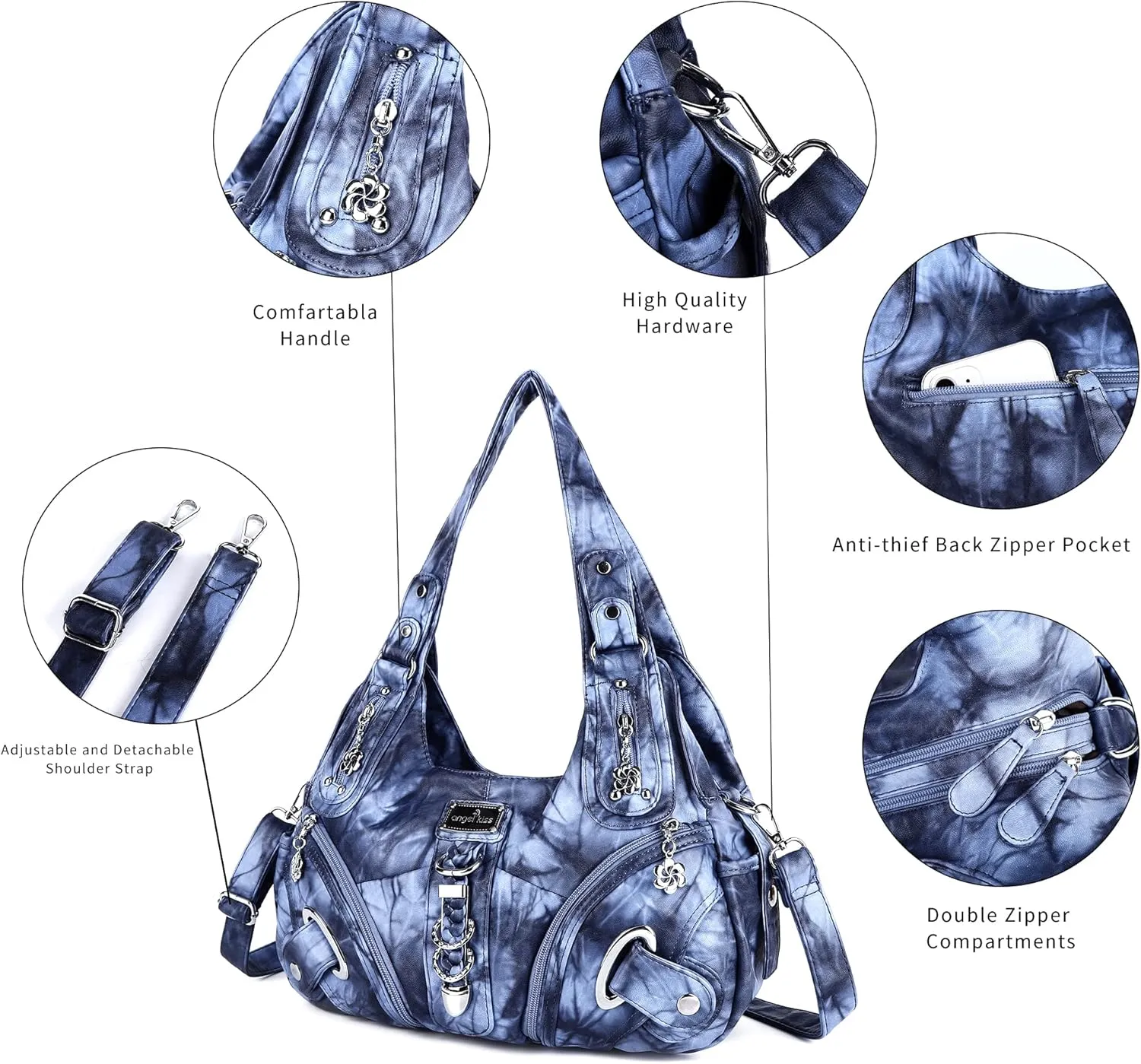 Angelkiss Hobo Purses and handbags for Women Satchel Handbag Women Purses Large Daily Shoulder Bags