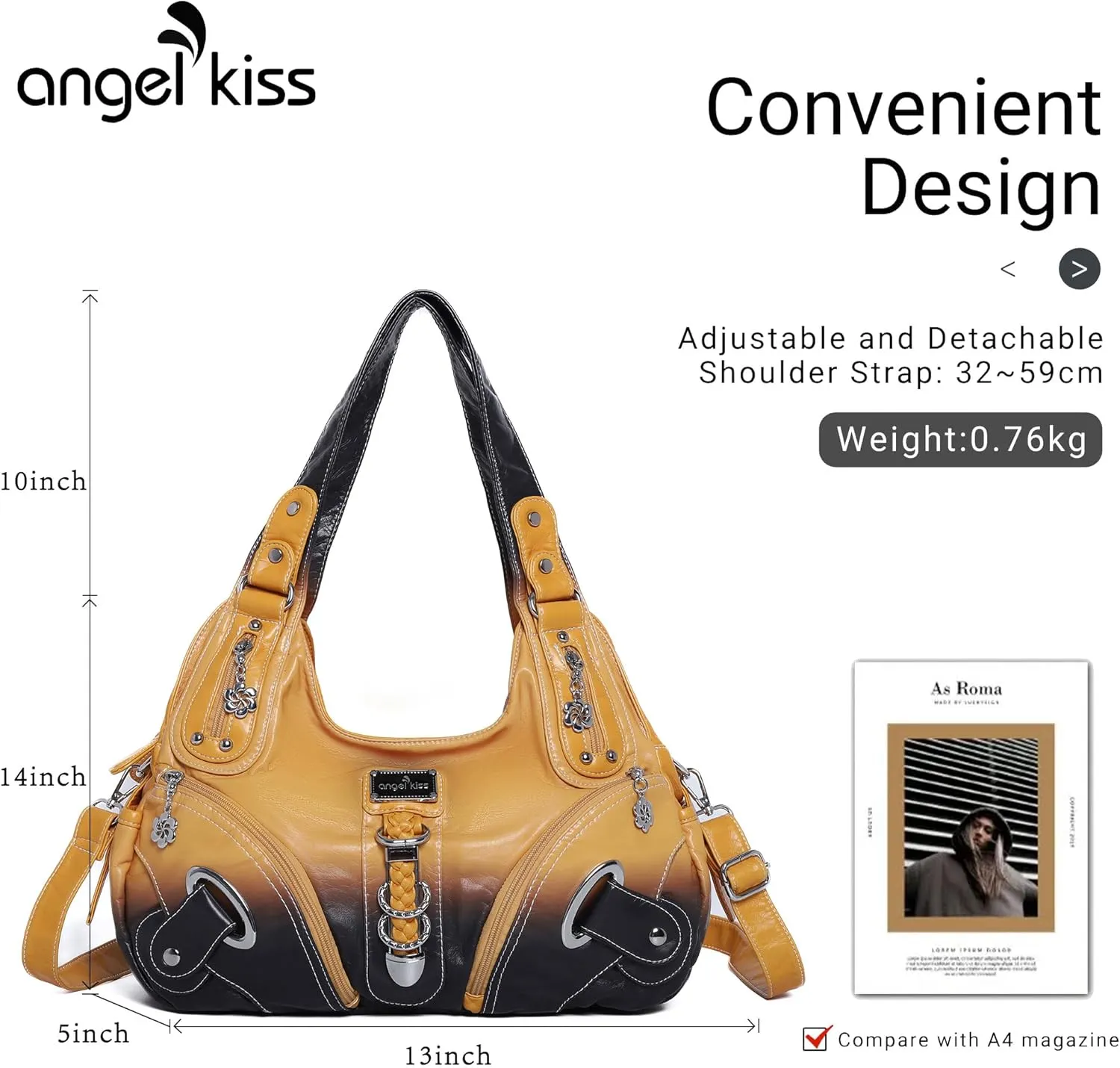 Angelkiss Hobo Purses and handbags for Women Satchel Handbag Women Purses Large Daily Shoulder Bags