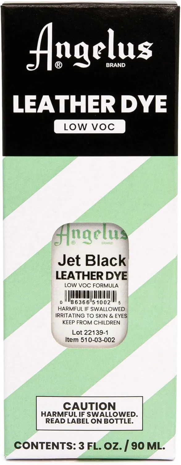 Angelus Leather Dye - Flexible Leather Dye for Shoes, Boots, Bags, Crafts, Furniture, & More 3oz (Jet Black)
