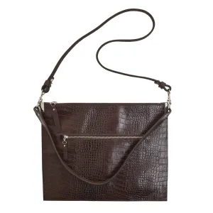 Annette Pouch Brown Croc print emboss leather