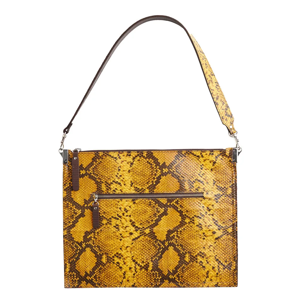 Annette Pouch Mustard snake emboss leather