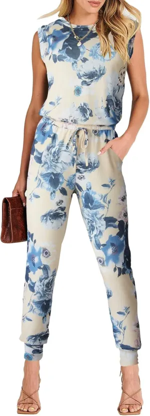 ANRABESS Women’s Summer Crewneck Sleeveless Casual Dressy Loose Stretchy Jumpsuits Rompers 2025 Trendy Outfits