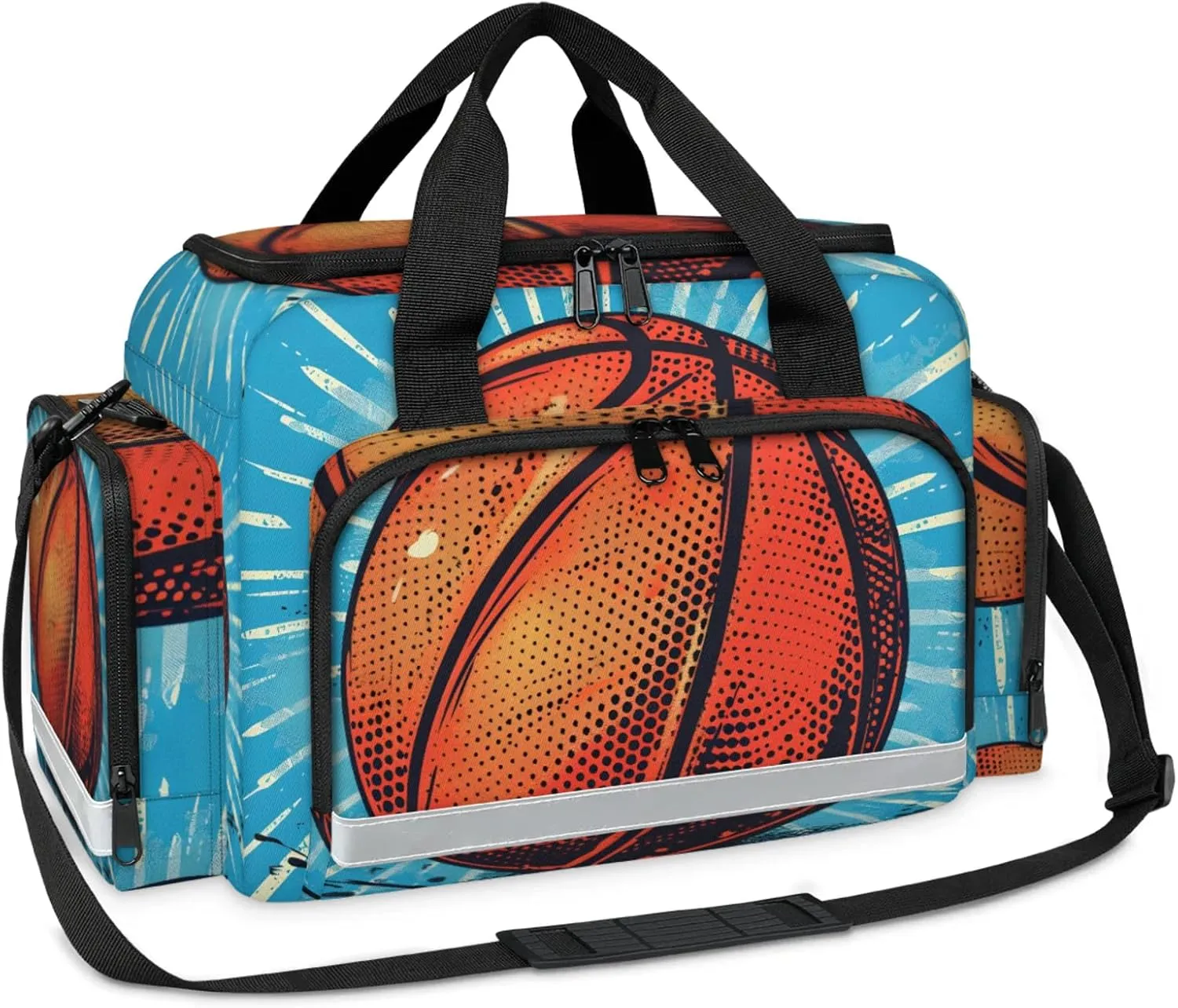Anti-Scratch Duffle Bag for Travel 25x17.7x11.2 Inch - Waterproof Duffel Bag for Camping Fitness, Durable EMS Gear for First Responders Basketball Printed