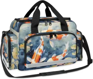 Anti-Scratch Duffle Bag for Travel 25x17.7x11.2 Inch - Waterproof Duffel Bag for Camping Fitness, Durable EMS Gear for First Responders Fish Pond