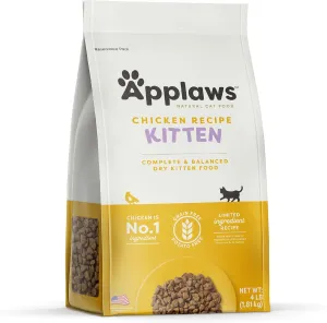 Applaws Complete Dry Kitten Food, Grain Free, Limited Ingredient Food for Kittens, Added Vitamins and Minerals for a Balanced Diet, Chicken Recipe, 3 x 4 lb Bags