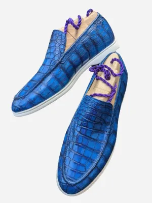 Ascot Cannes - Deep Ocean Blue Crocodile