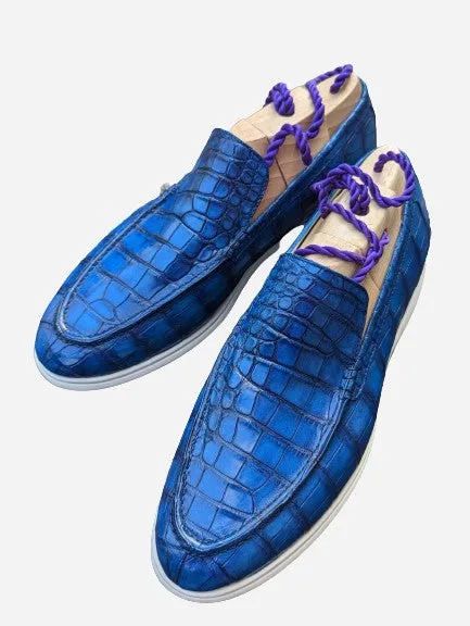 Ascot Cannes - Deep Ocean Blue Crocodile