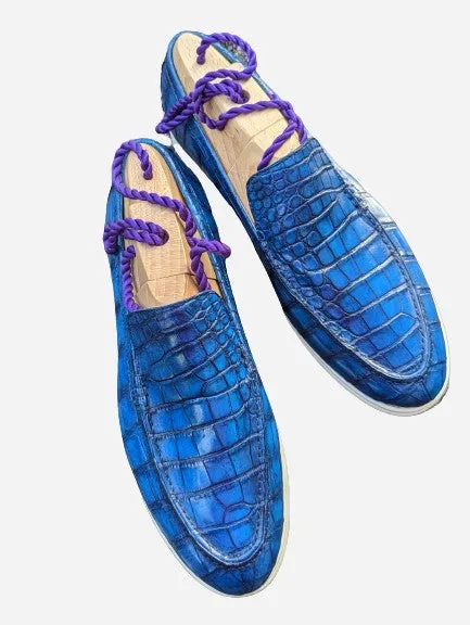 Ascot Cannes - Deep Ocean Blue Crocodile