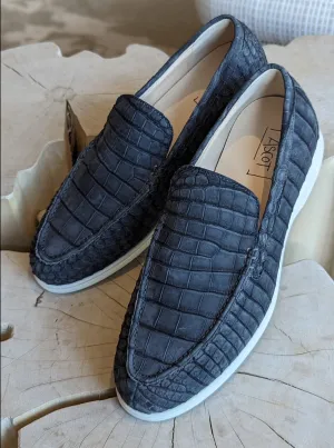 Ascot Cannes - Gunpowder Grey Nubuck Crocodile