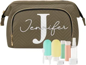 Ash Brown Custom Makeup Bag Travel Toiletry Bag Cosmetic Bag Pouch Cute Large Makeup Case Box Skincare Bag Organizer Make Up Bags for Purse Women Men Toiletries Sports Trip Adults