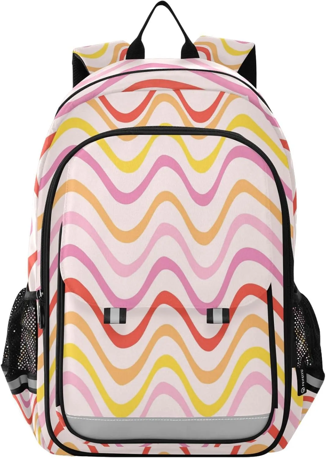 Aslsiy Kids Backpack Groovy Hippie Retro Wave School Backpack for Boys Girls Pink Book Bags Daycare 17 Inch Laptop Bag