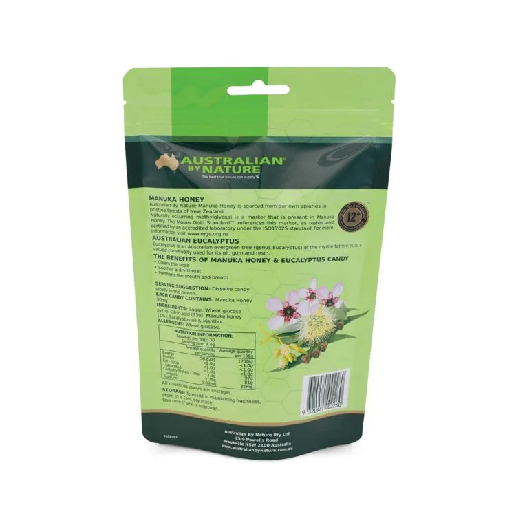 Australian By Nature Bio-Active Manuka Honey NPA 12  Eucalyptus Candy 30pcs (95g) Exp: 08/26