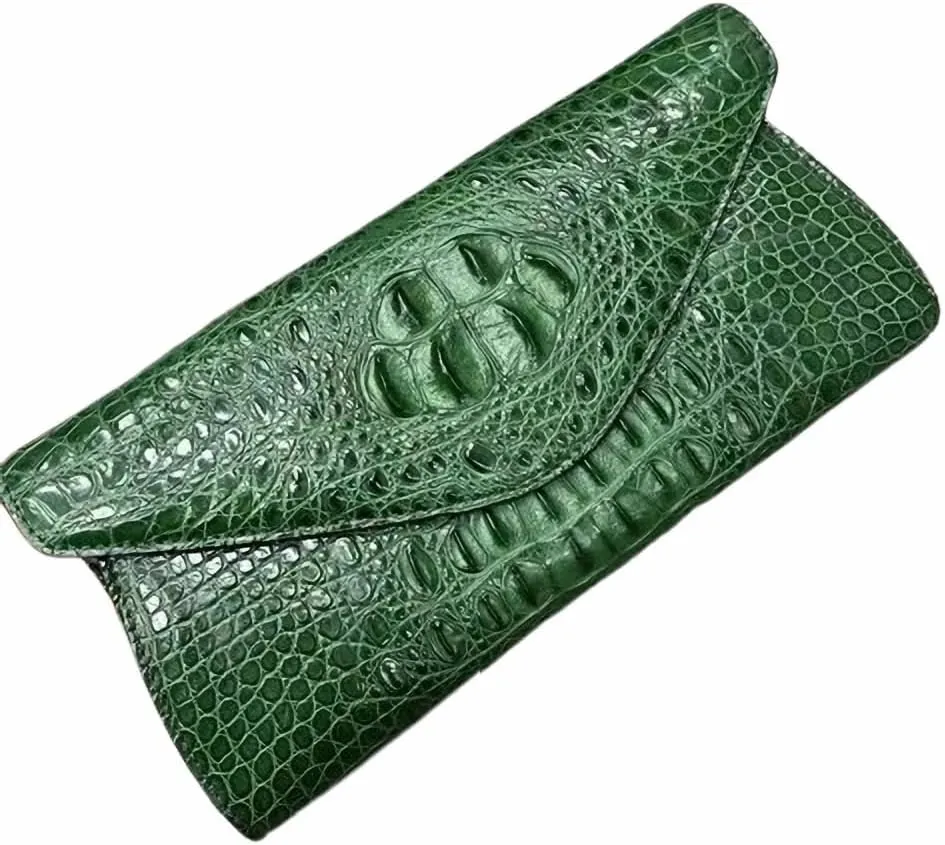 Authentic Crocodile Skin Women's Envelop Clutch Genuine Alligator Leather Lady Chain Purse Bag Female Cross Shoulder Bag