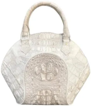 Authentic Real Crocodile Skin Women ZIP Hobos Purse Female Top-handle Handbag Genuine Alligator Leather Lady White Shoulder Bag