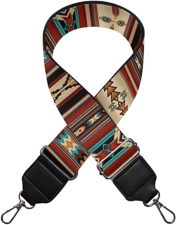Aztec Ethnic Women's Bag Strap, Navajo Tribal Adjustable Replacement Straps 29.9-50.3 Inches, Brown Southwestern for Handbags Purses Tote Bags