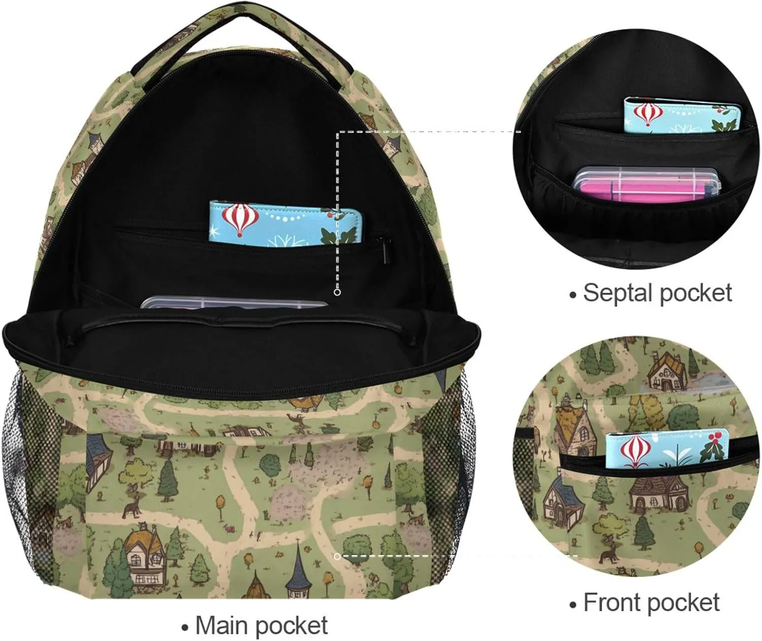 Backpacks for Teacher Nurse Fashion Backpack with Chest Strap Gift Men & Women Boho Game Map