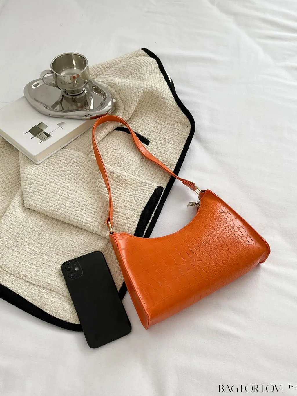 BagForLove - Crocodile Embossed Baguette Handbag
