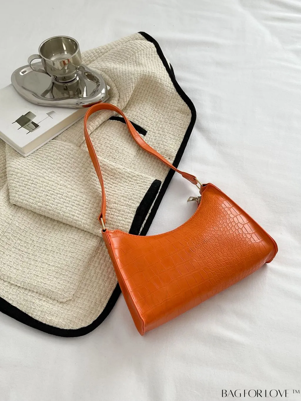 BagForLove - Crocodile Embossed Baguette Handbag