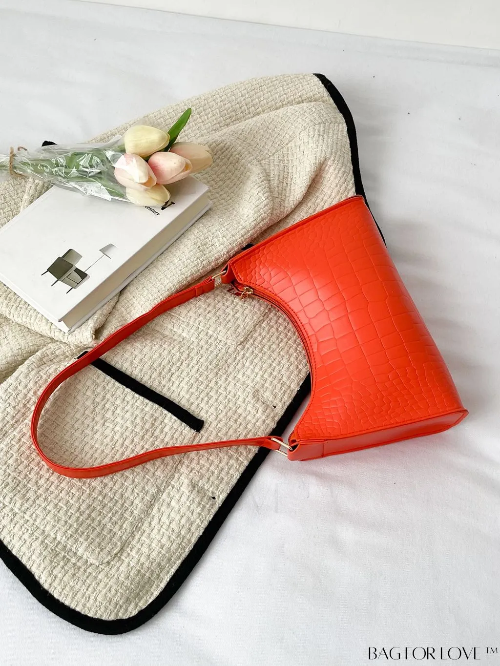 BagForLove - Crocodile Embossed Baguette Handbag