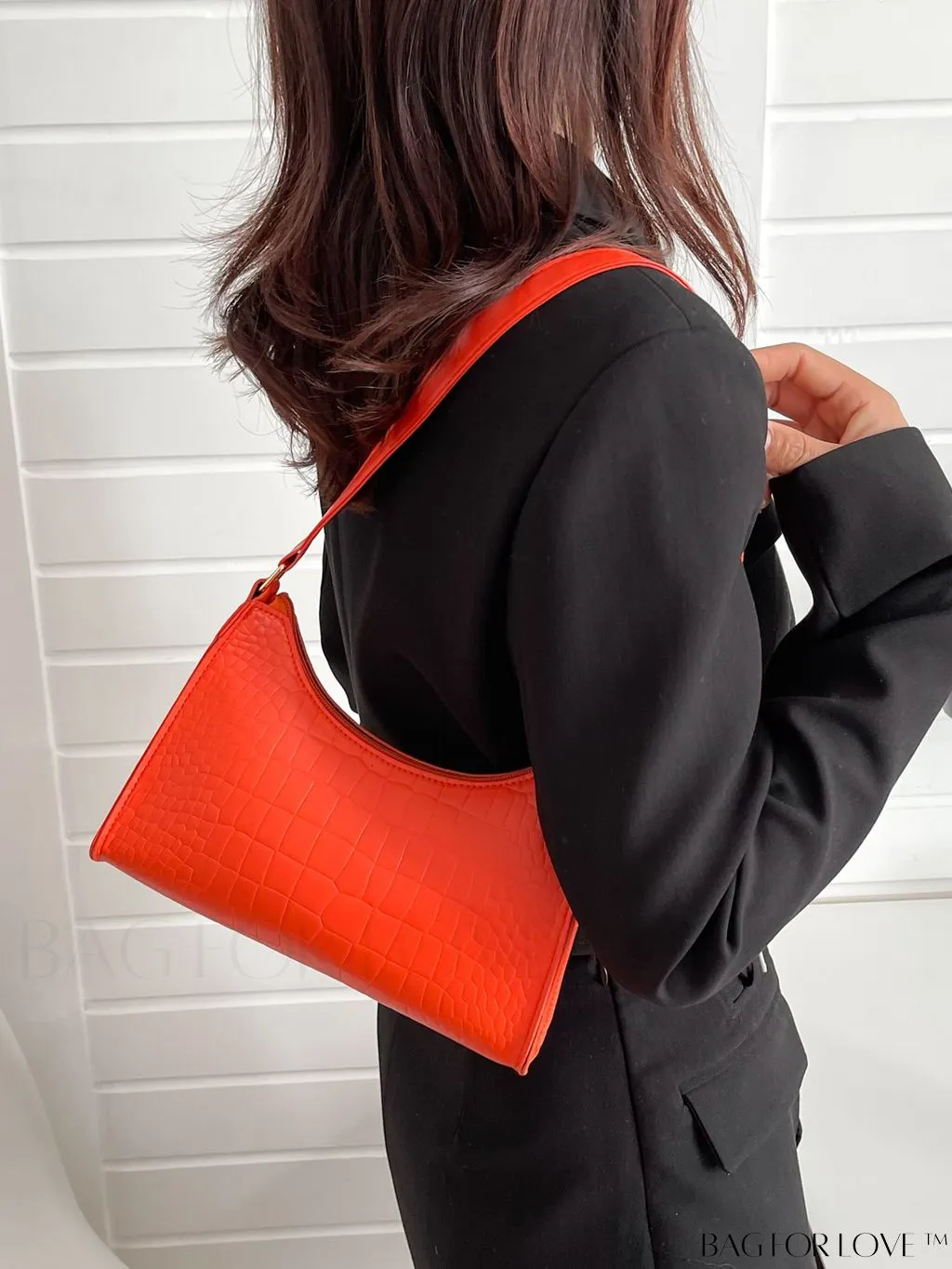 BagForLove - Crocodile Embossed Baguette Handbag