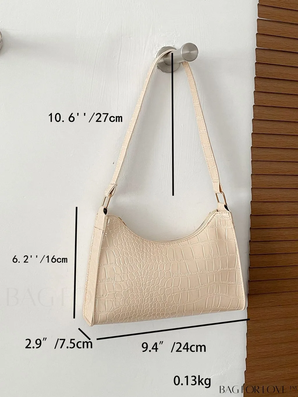 BagForLove - Crocodile Embossed Baguette Handbag