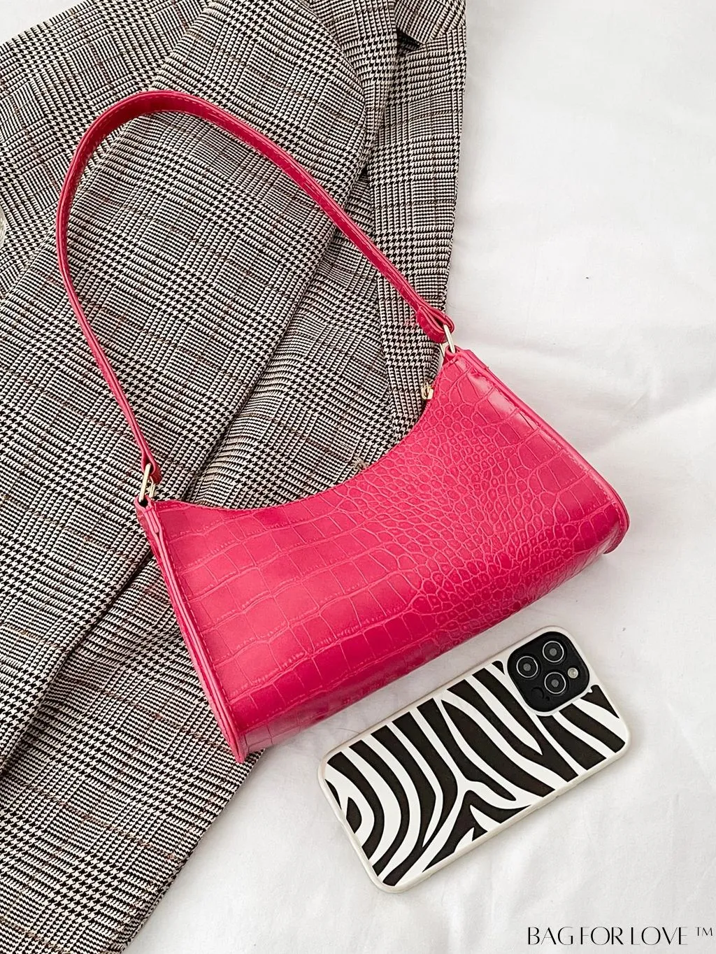 BagForLove - Crocodile Embossed Baguette Handbag