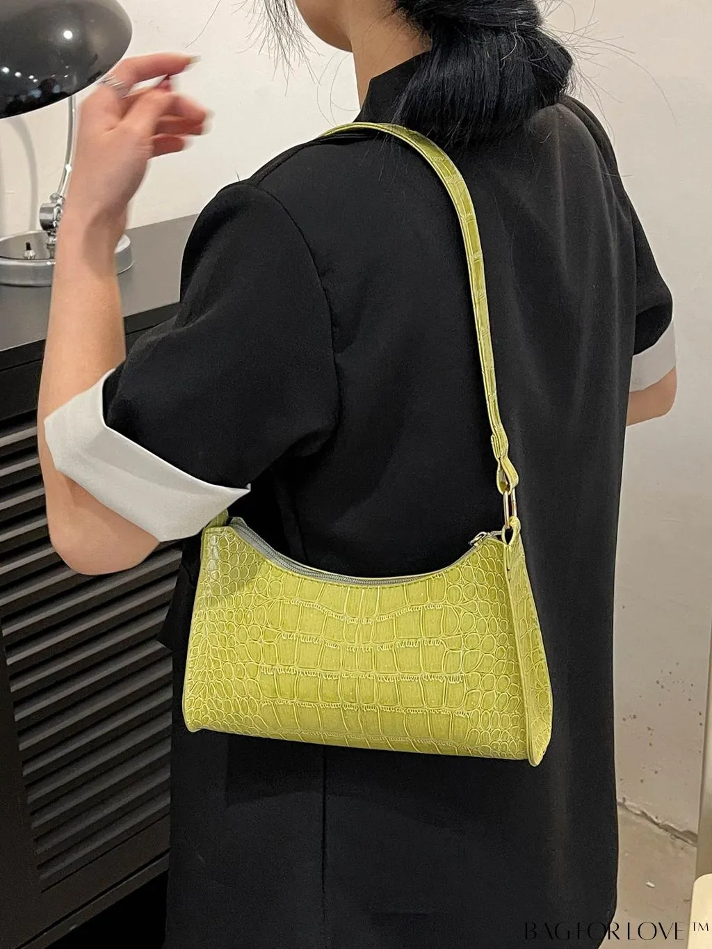 BagForLove - Crocodile Embossed Baguette Handbag