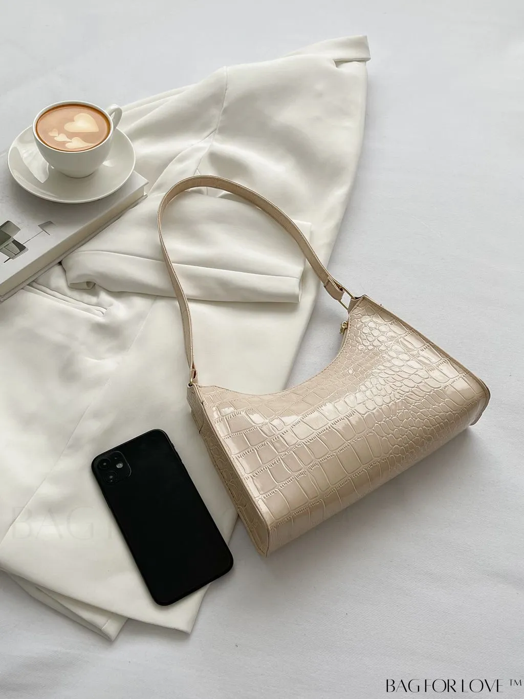 BagForLove - Crocodile Embossed Baguette Handbag