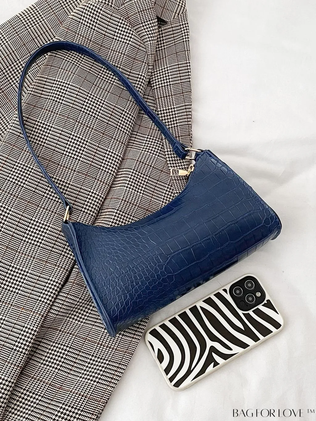 BagForLove - Crocodile Embossed Baguette Handbag