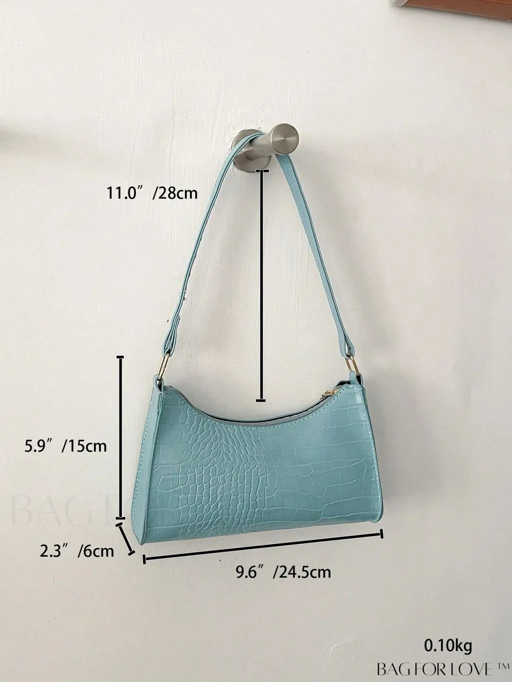BagForLove - Crocodile Embossed Baguette Handbag