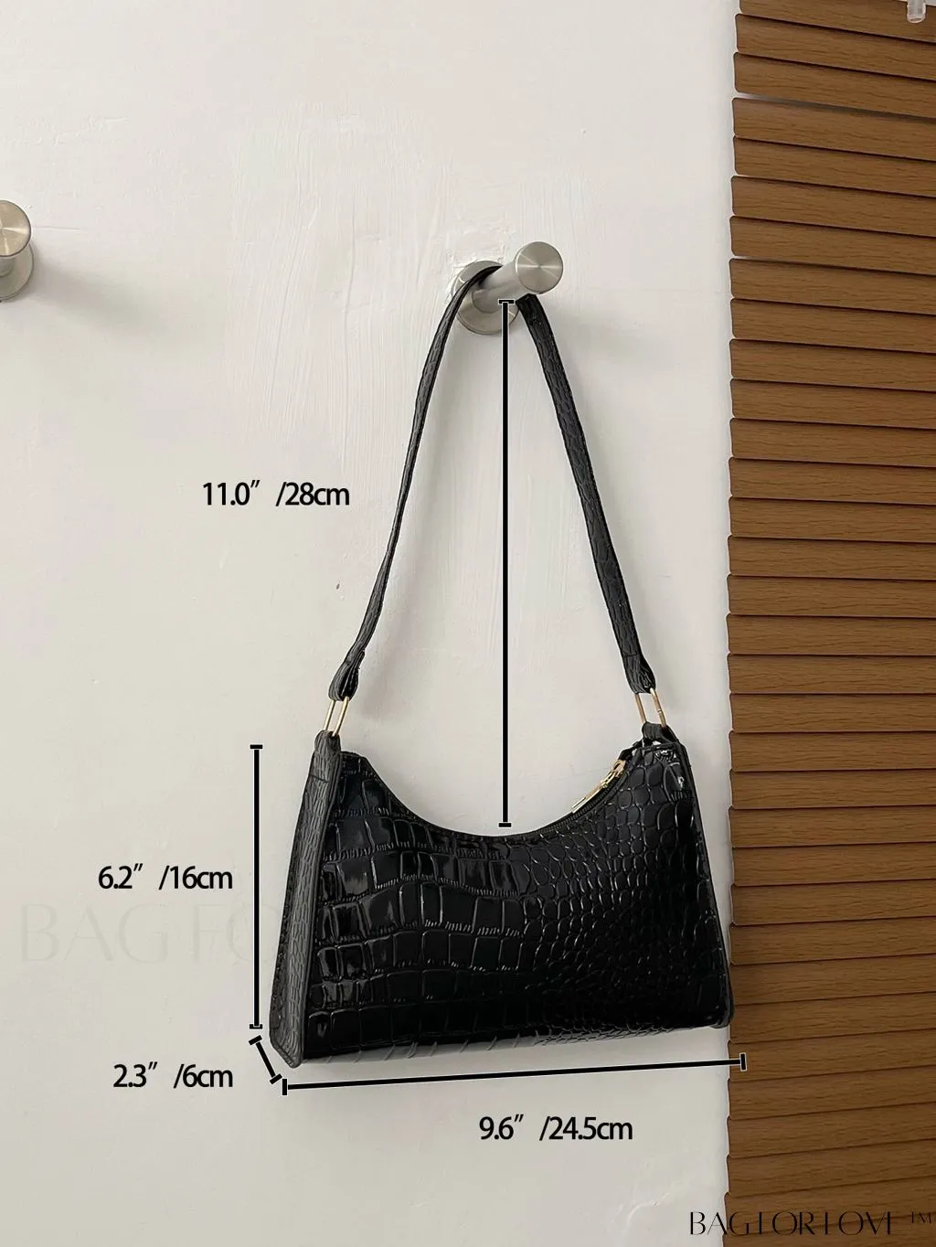 BagForLove - Crocodile Embossed Baguette Handbag