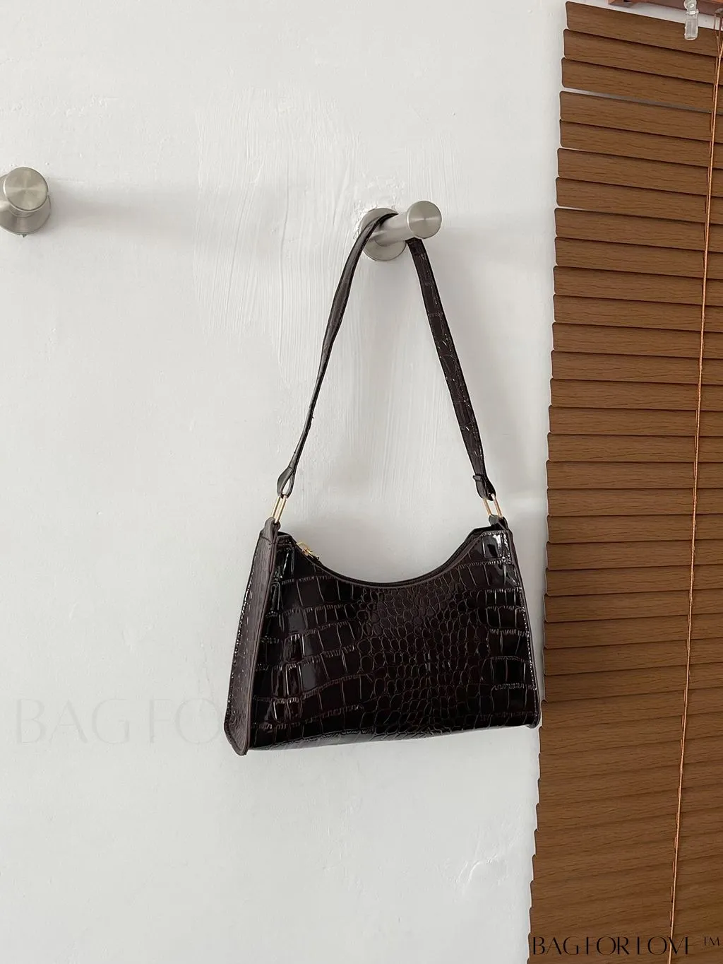 BagForLove - Crocodile Embossed Baguette Handbag