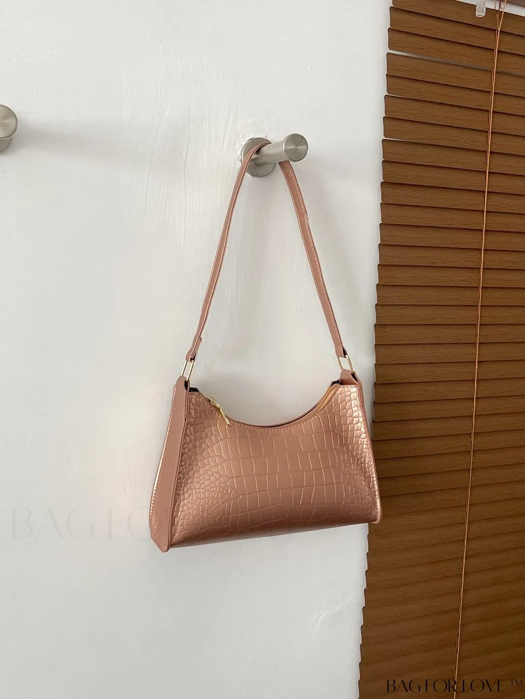 BagForLove - Crocodile Embossed Baguette Handbag