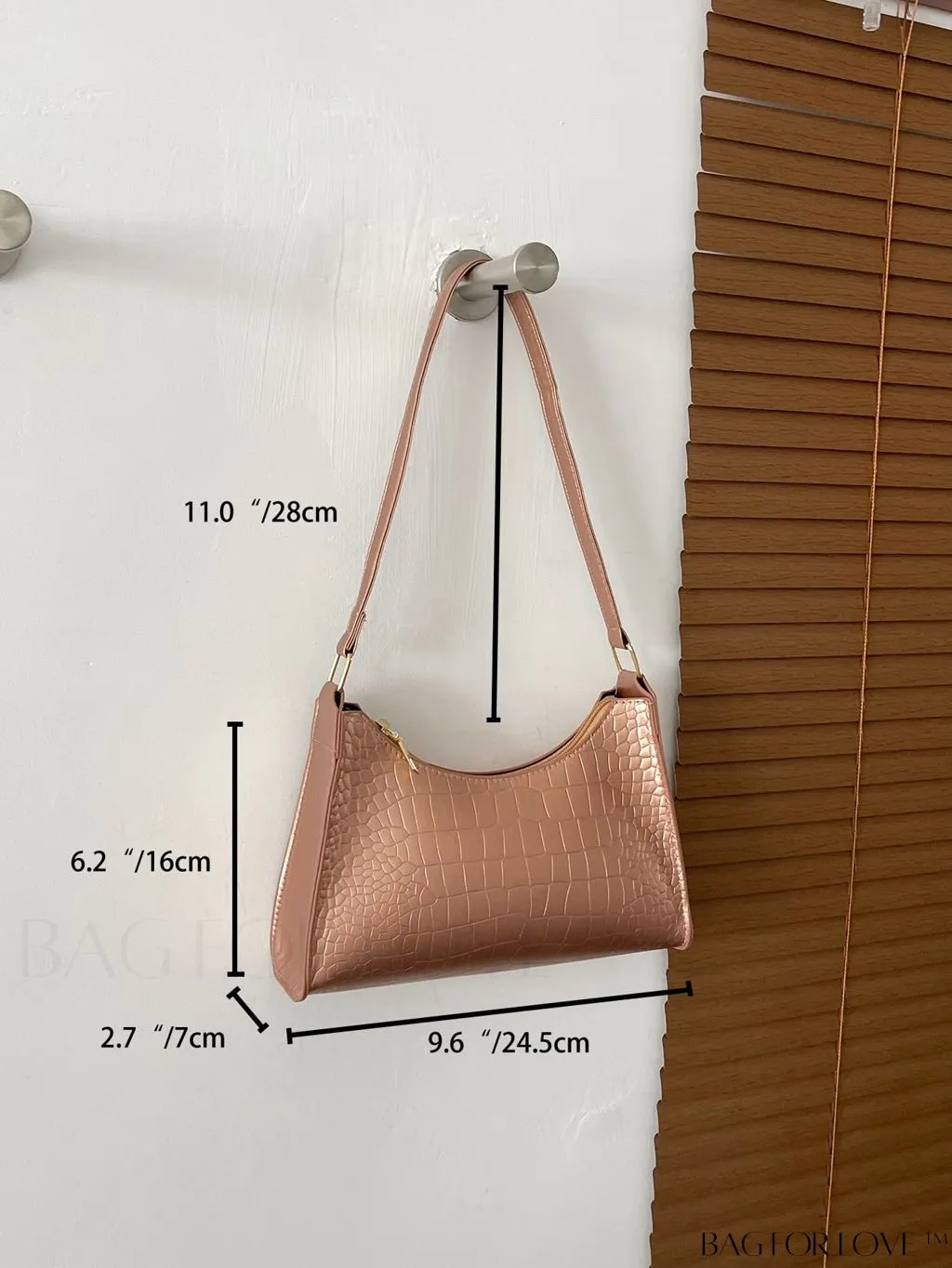 BagForLove - Crocodile Embossed Baguette Handbag