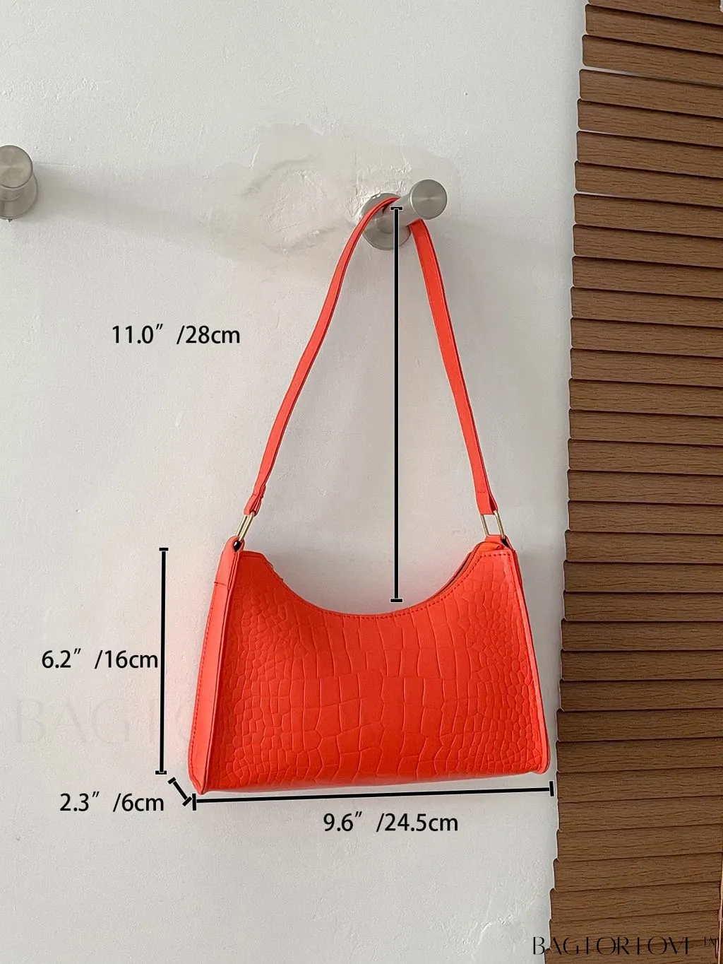 BagForLove - Crocodile Embossed Baguette Handbag