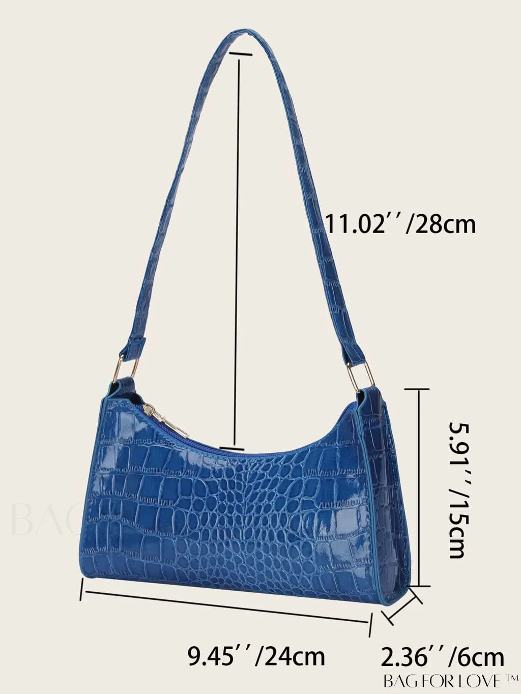 BagForLove - Crocodile Embossed Baguette Handbag