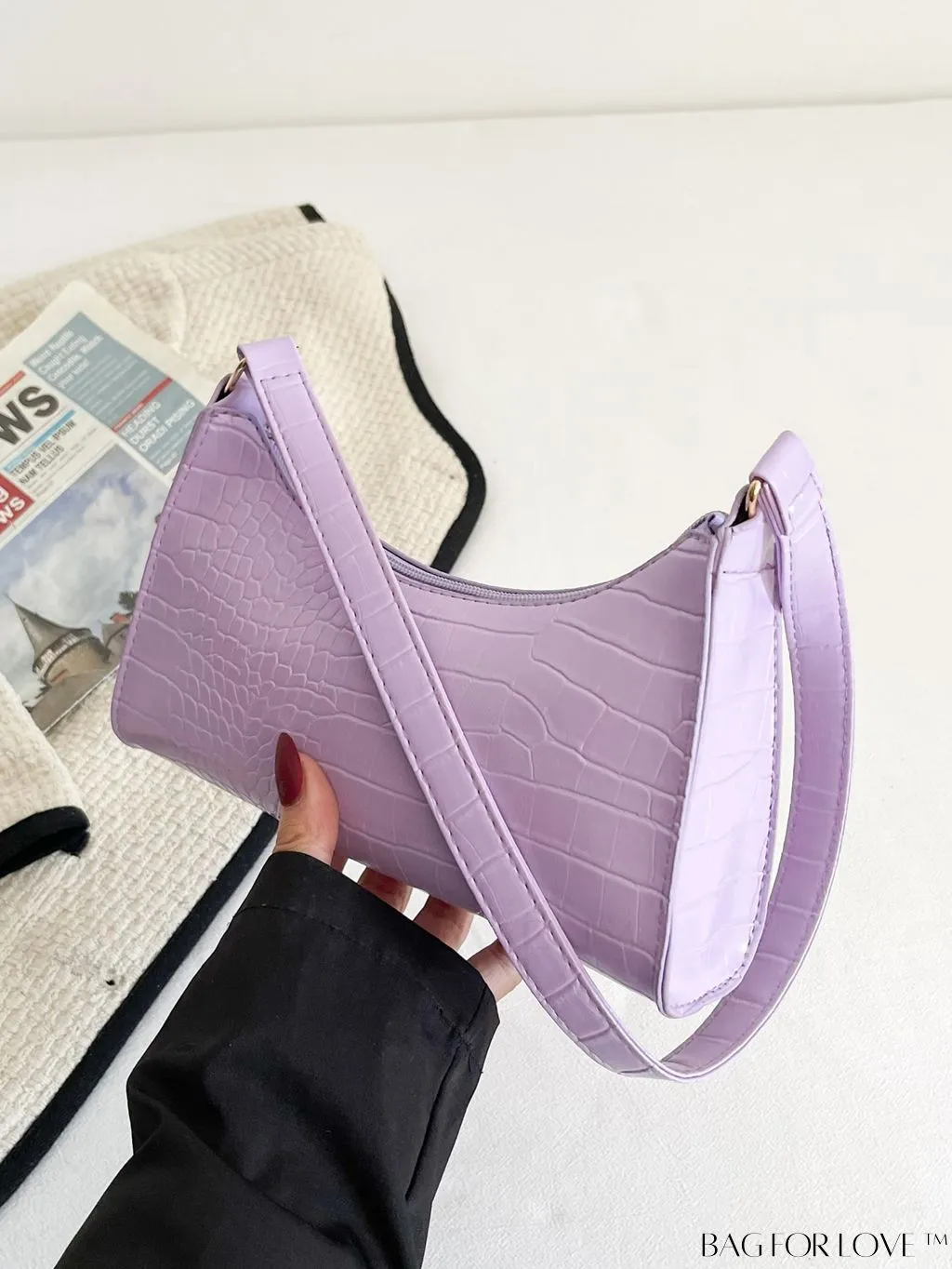 BagForLove - Crocodile Embossed Baguette Handbag